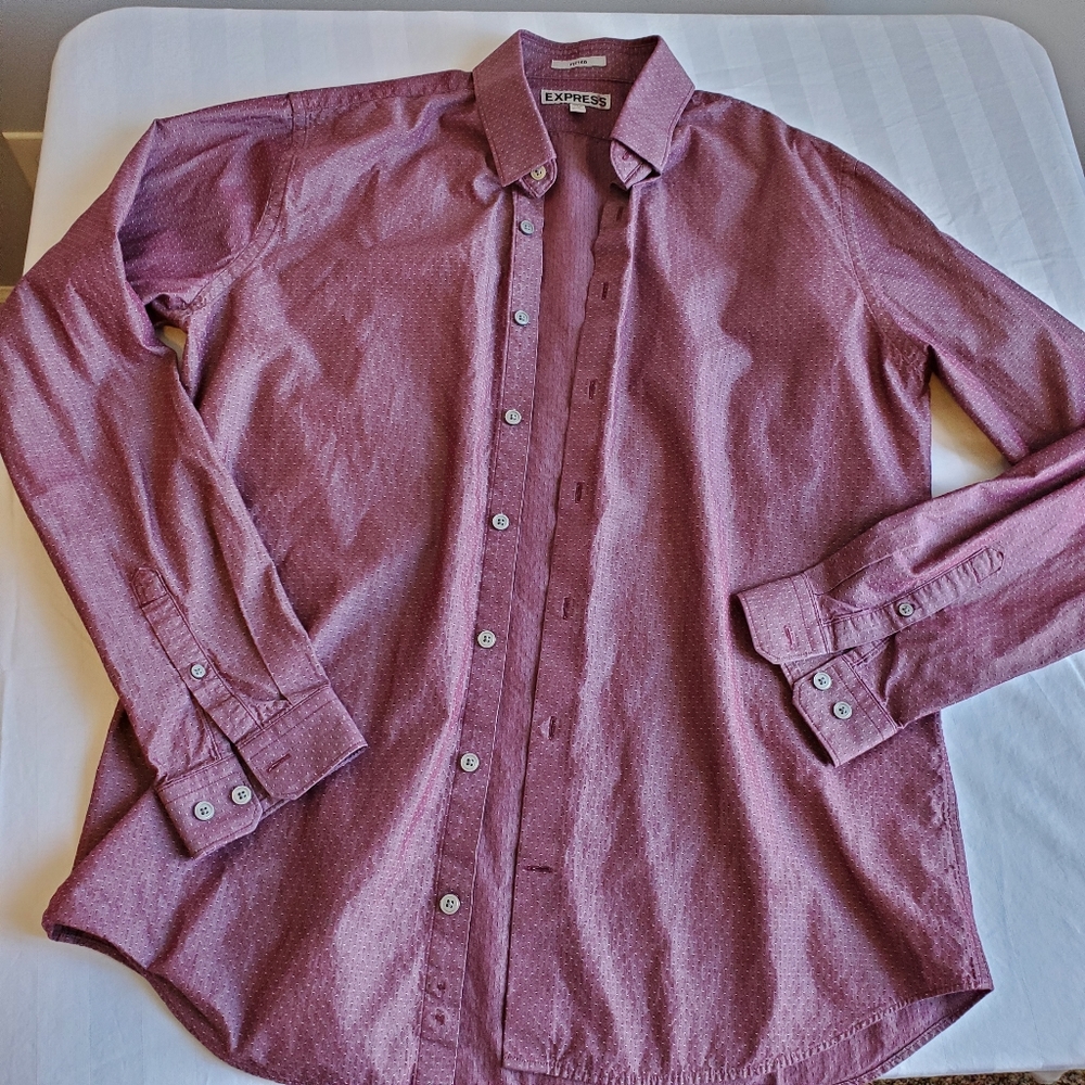 Express Button-down Fitted Large Tall Maroon Red